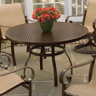 Woodard Deluxe 48 in. Round Umbrella Table with Lattice Patterned Top   Patio Tables