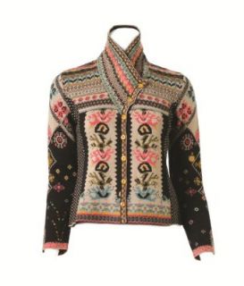 IVKO Balkan Black and Beige Jacquard Sweater with Shawl Collar Cardigan Sweaters
