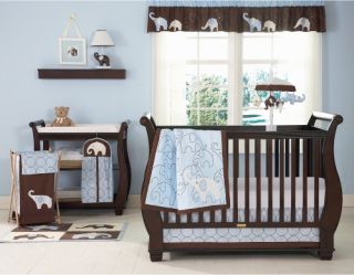 Carter's Blue Elephant 4 Piece Crib Set   Baby Bedding Sets