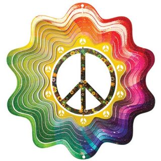 Iron Stop Designer Peace Sign Wind Spinner   D285 10   Wind Spinners