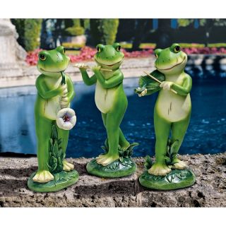 Garden Jazz Frog Musician Statue Set of Three Frogs   Garden Statues