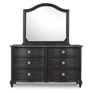 Wilkesboro Wood Stone Top 6 Drawer Dresser   Antique Black   Dressers & Chests