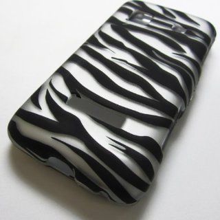 Rubberized Hard Phone Case Cover for Samsung Galaxy Precedent Sch m828c Straight Talk Galaxy Prevail Sph m820 Boost Mobile Tracfone  /Zebra Black and Silver Stripes Cell Phones & Accessories