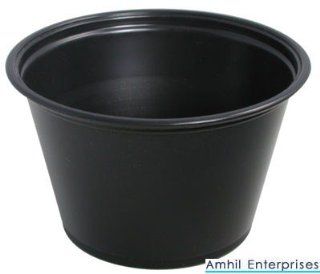 Amhil 5.5 Oz Black Plastic Souffle Cup (ASB550) Case   Disposable Cups