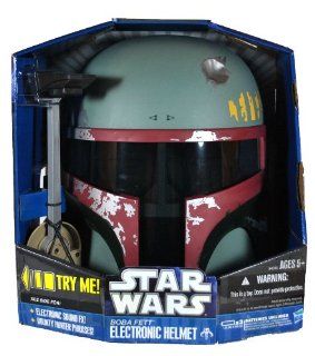 Hasbro Year 2010 Star Wars Series BOBA FETT Electronic Helmet with Bounty Hunter Phrases, Electronic Sound Effects and Working Antenna Light Toys & Games