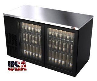 Fagor 59" Black w/glass door Back Bar Cooler  852 Cans, FBB 59G   Furniture