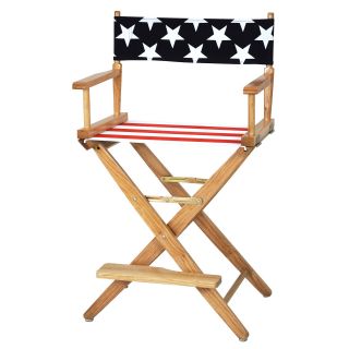 American Flag Extra Wide 24 inch American Oak Counter Height Directors Chair   Tall Directors Chairs