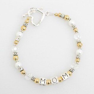 Beaded MOM Block Letter Bracelet Jewelry