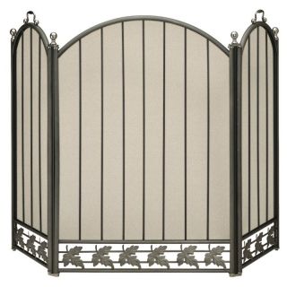 Minuteman Intl. 3 Panel Leaves Tubular Steel Fireplace Screen   Graphite and Pewter   Fireplace Screens