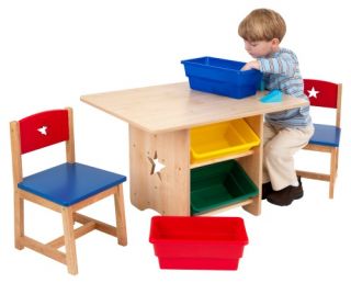 KidKraft Star Table and Chair Set with Primary Bins   Kids Tables and Chairs