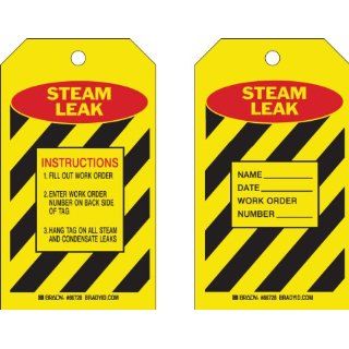 Brady 86728 7" Height x 4" Width, Cardstock (B 853), Red/Black on Yellow Steam Leak Tags (100 Tags) Industrial Lockout Tagout Tags