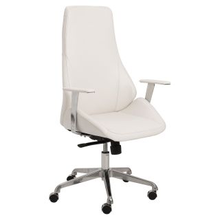 Euro Style Bergen High Back Office Chair   White / Aluminum   Desk Chairs