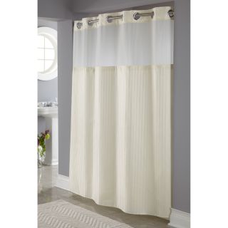 Hookless Beige Herringbone Shower Curtain with It's a Snap Fabric Liner   Shower Curtains