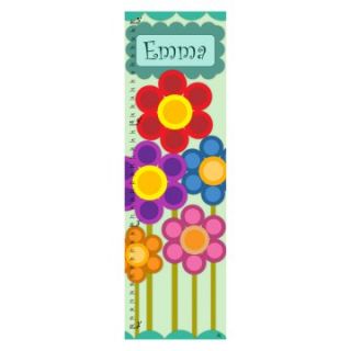 Colorful Flowers Personalized Canvas Growth Chart   10W x 39H in.   Kids and Nursery Wall Art