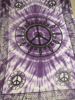 Hippie/Indian Tapestry/Wall/Bedspread/Tablecloth Purple/Black Peace Sign 72" x 108"CPS PEP  