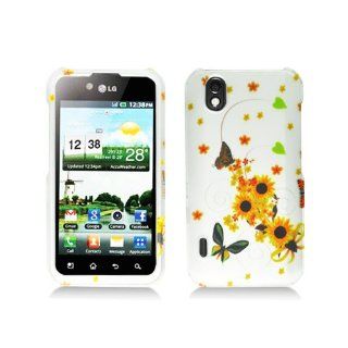 White Yellow Flower Butterfly Hard Cover Case for LG Ignite 855 Marquee LS855 Sprint LG855 Boost L85C NET10 Straight Talk Optimus Black P970 L85C Majestic US855 US Cellular Cell Phones & Accessories