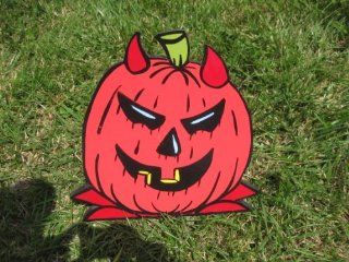 Unique Halloween Lawn Art Devil Jack O Latern Handcrafted & Painted With Great Detail Metal Stakes Included This Is 1 Of 60 Designs  Outdoor Statues  Patio, Lawn & Garden