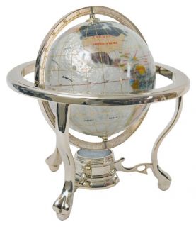 Powder Mother of Pearl 8.5 in. Gemstone Tabletop Globe   Globes