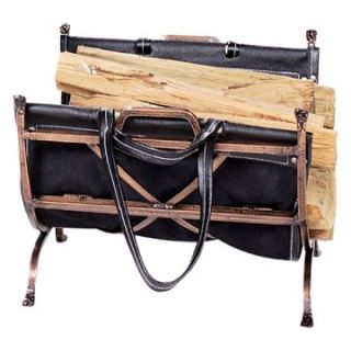 Uniflame Benton Bay Log Holder with Leather Carrier   Fireplace Tools
