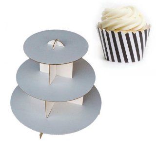 Dress My Cupcake DMC30788 Cardboard Cupcake Stand Kit with Standard Wrappers, Black and White Stripes Party Packs Kitchen & Dining