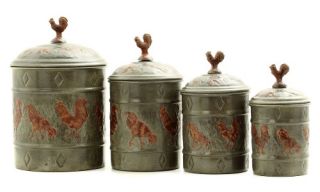 Old Dutch 4 pc. Rooster Canister Set with Fresh Seal Covers   Kitchen Canisters