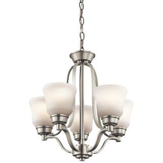 Kichler Lighting 1788NI Langford 5 Light Mini Chandelier, Brushed Nickel Finish with Satin Etched White Glass Shades    