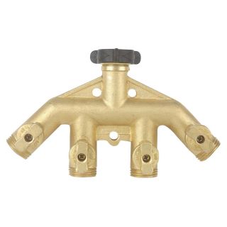 Gilmour Brass High Flow 4 Way Connector   Hose Accessories