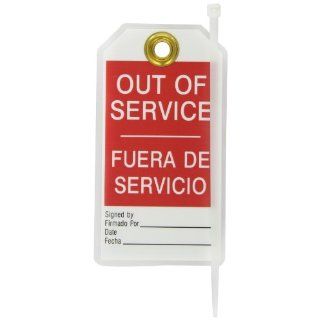 Brady 86405 3" Width x 5 3/4" Height, B 837 Heavy Duty Polyester, Red and Black on White Accident Prevention Tag, Pack of 10 Industrial Warning Signs