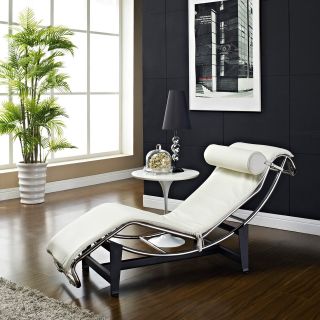 Modway LC4 Leather Chaise   White   Indoor Chaise Lounges