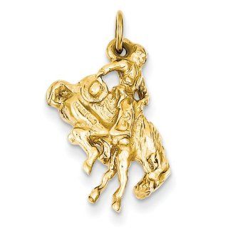 Gold and Watches 14k Solid Polished 3 Dimensional Bucking Bronco Charm Jewelry
