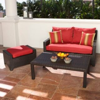 RST Outdoor Cantina Loveseat and Ottoman with Coffee Table   Conversation Patio Sets