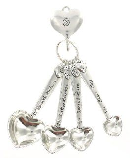 Basic Spirit Pewter Quotes Measuring Spoons w/ Hook, Hearts (SP 29) Kitchen & Dining