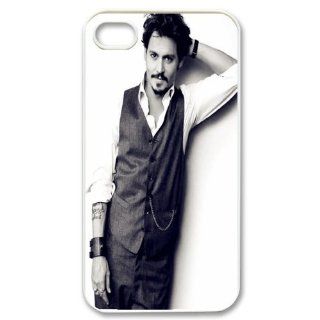 Custom Design ZH 5 The movie star Johnny Depp white Print Hard Shell Case for iPhone 4/iPhone 4S Cell Phones & Accessories