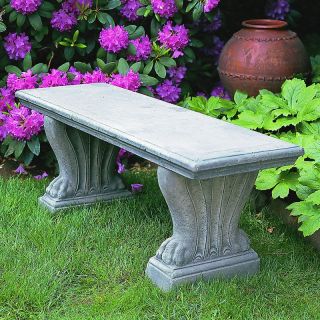 Campania International Westchester Cast Stone Backless Garden Bench   Outdoor Benches