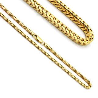 3mm Men's Women's 14K Yellow Gold Franco Chain Necklaces 16" Jewelry