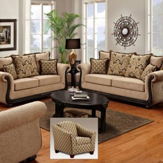 Chelsea Home Lily Delray Taupe Sofa Set   Sofa Sets