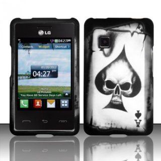 LF Spade Skull Designer Hard Case Cover, Lf Stylus Pen and Wiper For TracFone, StraightTalk, Net 10 LG 840G Cell Phones & Accessories