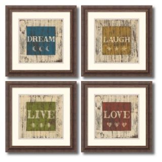 Dream Laugh Live and Love Framed Wall Art   Set of 4   16.3W x 16.3H inch   Framed Wall Art