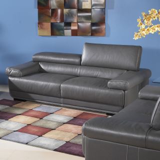 Chintaly Sacramento Charcoal Grey Leather Sofa   Sofas