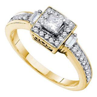 0.55CTW DIAMOND 0.25CTW CENTER PRINCESS BRIDAL RING Engagement Promise Ring Jewelry