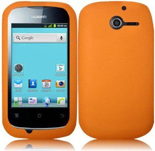 Huawei Ascend Y M866 ( US Cellular ) Phone Case Accessory Dashing Orange Soft Silicone Rubber Skin Cover with Free Gift Aplus Pouch Cell Phones & Accessories