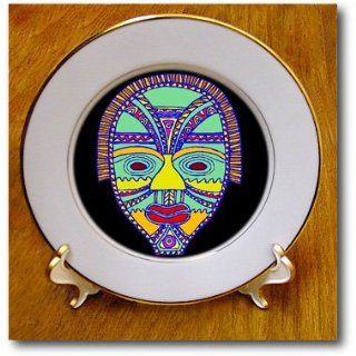 cp_866_1 African Art   African Mask   Plates   8 inch Porcelain Plate   Commemorative Plates
