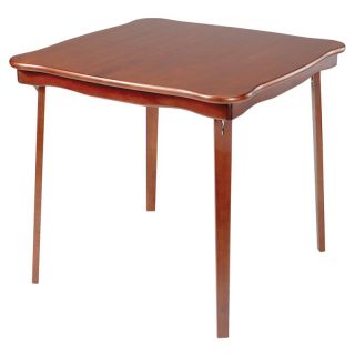 Stakmore Scalloped Edge Wood Folding Card Table   Dining Tables