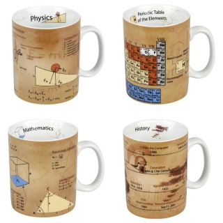 Konitz Science/Physics, Math, Chemistry and History Mugs   Set of 4   Coffee Mugs