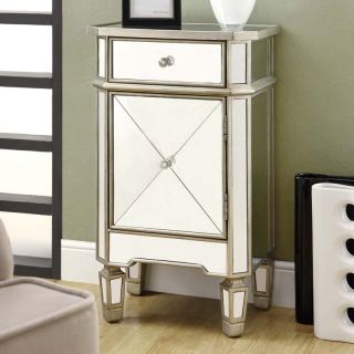 Monarch Rectangular Mirrored 1 Drawer Accent Cabinet   End Tables