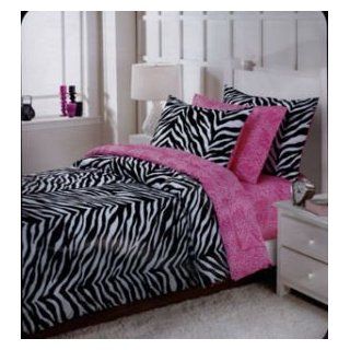 Hillcrest Zebra Twin XL 5 Piece Bed in a Bag Comforter and Sheet set  