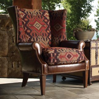 Lexington Home Brands Fieldale Lodge Marissa Leather and Fabric Wing Chair   Club Chairs