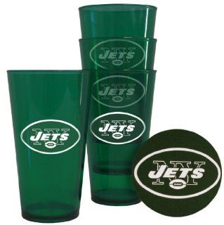 New York Jets Plastic Pint Glass Set  Beer Glasses  Sports & Outdoors