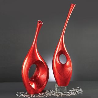 Bright Red Contemporary Vase Sculpture   Floor Vases
