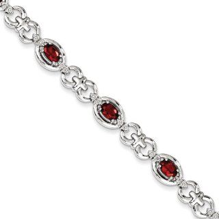 Sterling Silver Diamond and Garnet Bracelet   JewelryWeb Jewelry